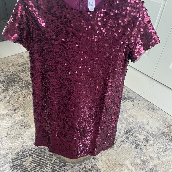 Sequined gap kids, XXL plum coloured holiday dress T-shirt style - Picture 12 of 17